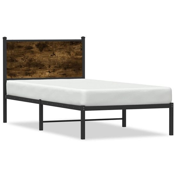 vidaXL Bettgestell mit Kopfteil Metall Räuchereiche 80x200 cm, 4007658