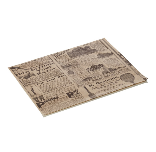 WAS Burgerpapier Times Brown Set WRAP & GO, 25 x 20 cm, Set á 1000 Stück, Fettpapier, 9995125