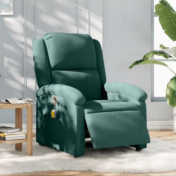 vidaXL Massagesessel Elektrisch Dunkelgrün Samt, 3204291