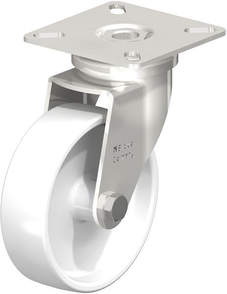Blickle LPXA-PO 76G Edelstahl-Apparate-Lenkrolle mit Anschraubplatte, Polyamid, Weiß, 754979