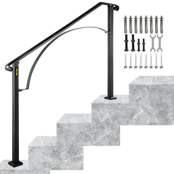 VEVOR Treppengeländer Edelstahl Handlauf Eingangsgeländer für 3 oder 4 Treppen, LTFS3H4BHSGM00001V0