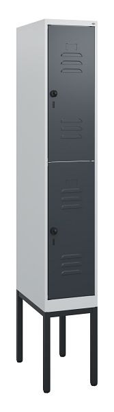 C+P Doppelstöckiger Spind Classic PLUS, Gestell, 1950x300x500mm, 7035/7016, Drehriegel, 0803305-10 S10008