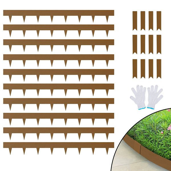 VEVOR Rasenkante 100,6 x 5,1 cm (10er-Set) Rasenkantenband aus Stahl Beeteinfassung Beetumrandung Mähkante Braun, CPPZ45INCH33L0JNFV0