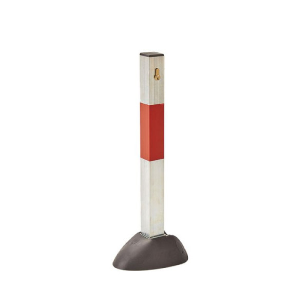 Stein HGS Parkplatz-Sperrpfosten mit Reifenschutz, 50 x 50 mm aus Stahl, umlegbar, verschiedenschließend, mz1055