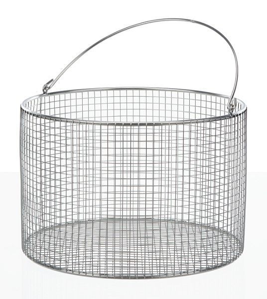 Bochem Drahtkorb 18/10 Stahl elektrolytisch poliert, antimagnetisch, rund, mit Henkel, D=150mm, H=120mm, 10052
