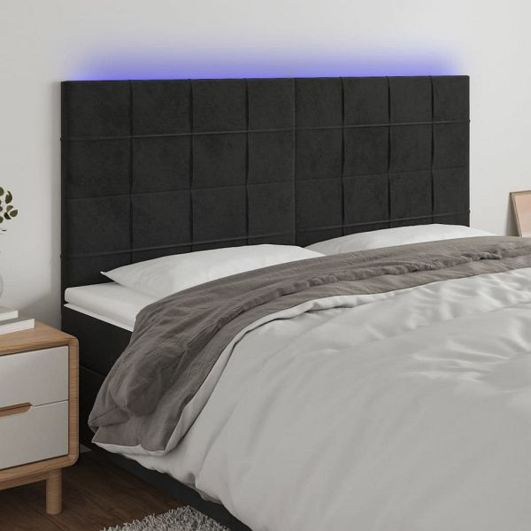 vidaXL LED Kopfteil Schwarz 160x5x118/128 cm Samt, 3122480