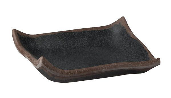 APS Tablett -MARONE-, 14,5 x 14,5 cm, Höhe: 2 cm, Melamin, schwarz, mit braunem Rand, 84103