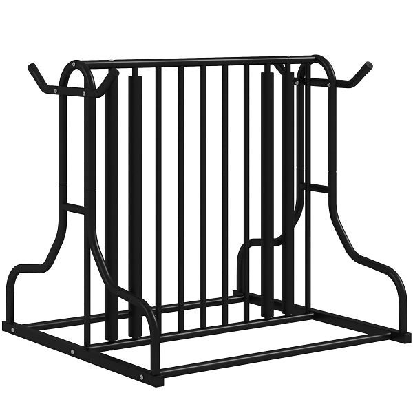 DURHAND Fahrradständer für 4 Fahrräder, wetterbeständig, zusätzliche Halterung, 90 x 80 x 80 cm, Schwarz, AA0-092V00BK