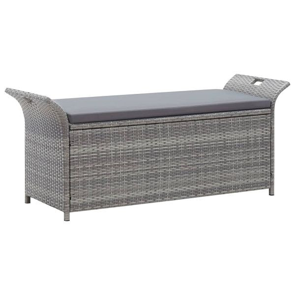 vidaXL Sitzbank mit Stauraum und Kissen Grau 138 cm Poly Rattan, 45809