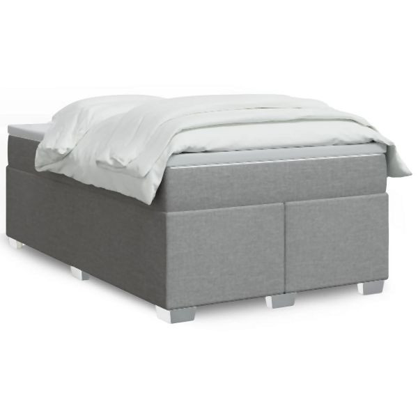 vidaXL Boxspringbett mit Matratze Hellgrau 120x200 cm Stoff, 3285123