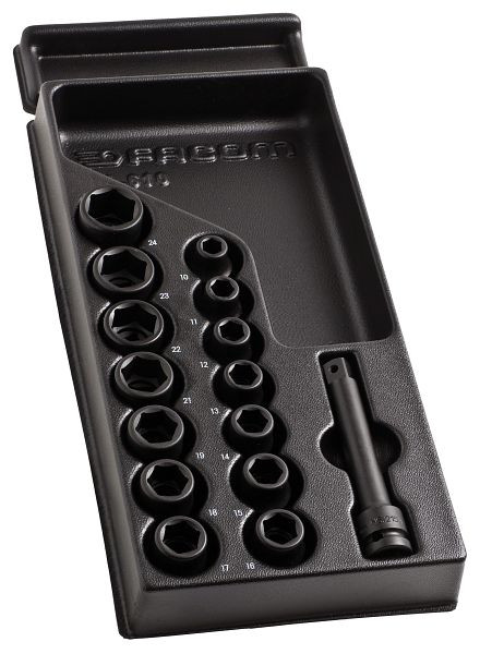 Facom Kunststoffmodul - IMPACT-Serie 1/2", Steckschlüssel, Verlängerung, 15-teilig, MOD.NS1