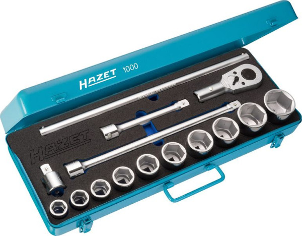 Hazet Steckschlüssel Satz, Vierkant hohl 20 mm (3/4 Zoll), Außen-Doppel-Sechskant Profil, 1000
