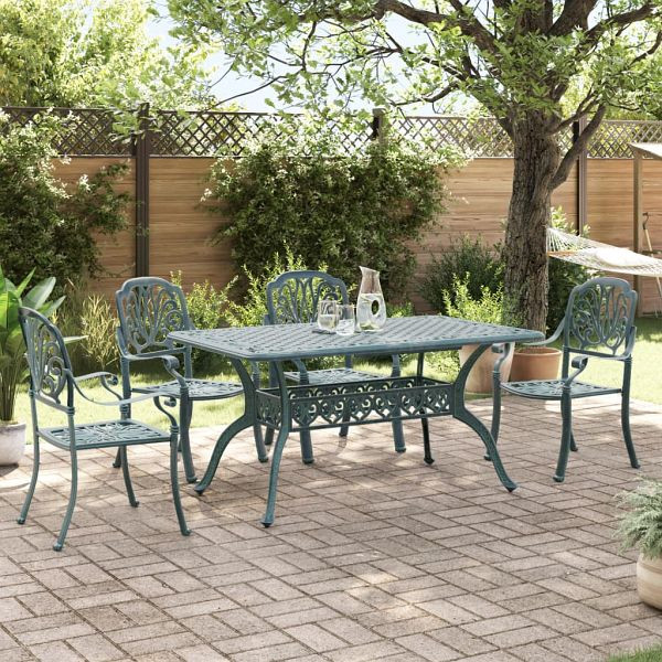 vidaXL 5-teilig Garten-Essgruppe Grün Aluminiumguss, 3216311