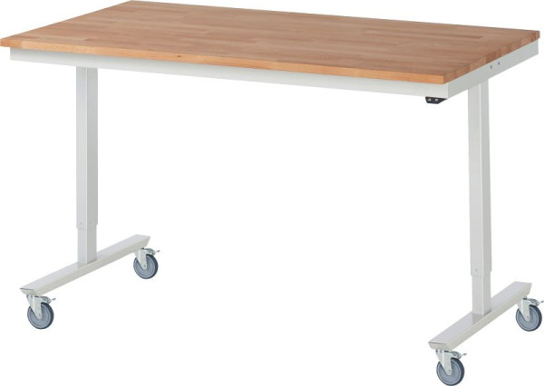 RAU Fahrbarer Arbeitstisch adlatus 150 kg, 1500x800x855-1255mm, B-Platte-25 mm, 08-AT-150-080-B-4LF