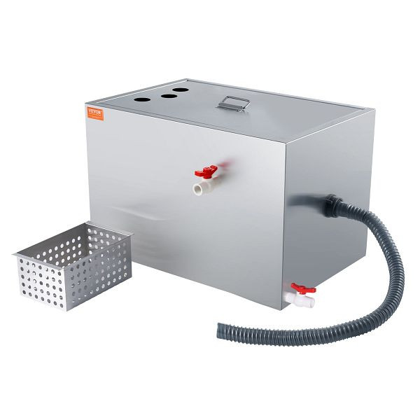 VEVOR Kommerzieller Fettabscheider, 40 lbs Fettabscheider, Zulaufabscheider Oben, 9,96 GPM/min Edelstahl Unter der Spüle, 10 GPM, YSFLQDBRKYSBTX9W7V0