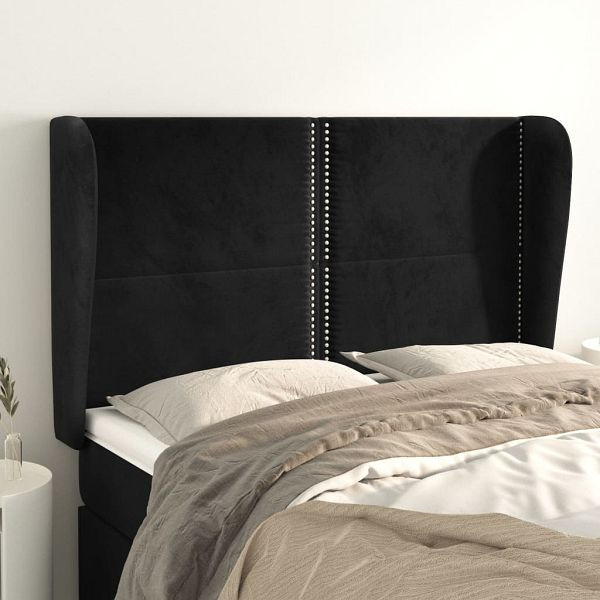 vidaXL Kopfteil mit Ohren Schwarz 147x23x118/128 cm Samt, 3117866