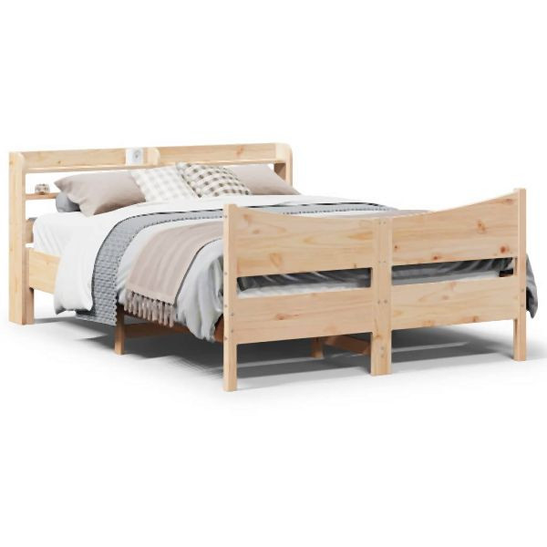 vidaXL Massivholzbett mit Kopfteil 150x200 cm Kiefer, 3307041