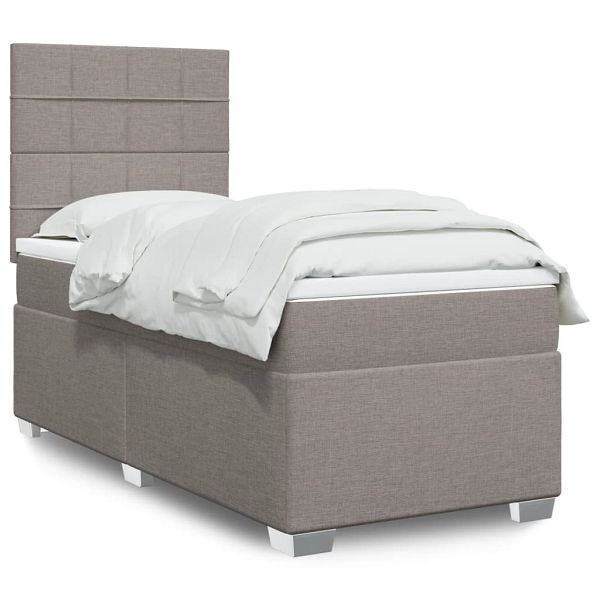 vidaXL Boxspringbett mit Matratze Taupe 80x200 cm Stoff, 3290319