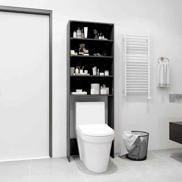 vidaXL Waschmaschinenschrank Hochglanz-Grau 64x24x190 cm, 808412