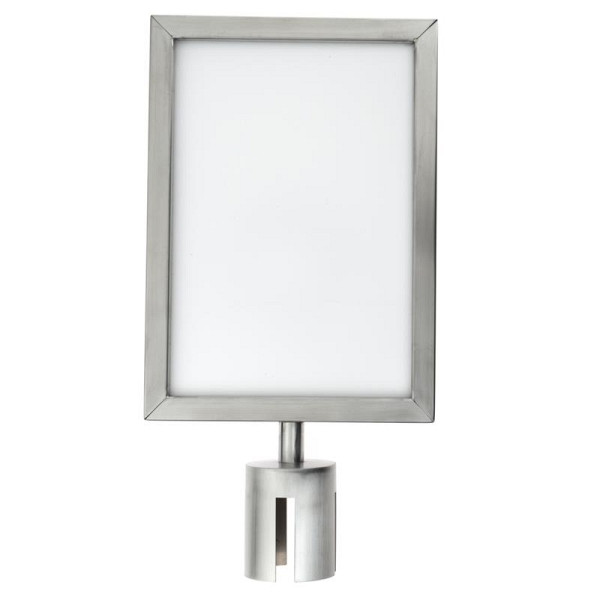 ALLPAX STOPPO Info-Tafel, hoch, für Zugbandständer, A4, silber matt, 10002115;605