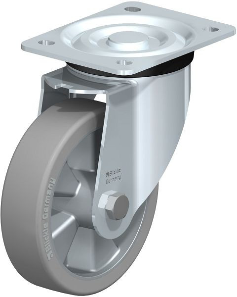 Blickle L-ALTH 151K-AS Stahlblech-Lenkrolle, mittelschwere Ausführung, mit Anschraubplatte, Blickle Extrathane®, Grau, 852476