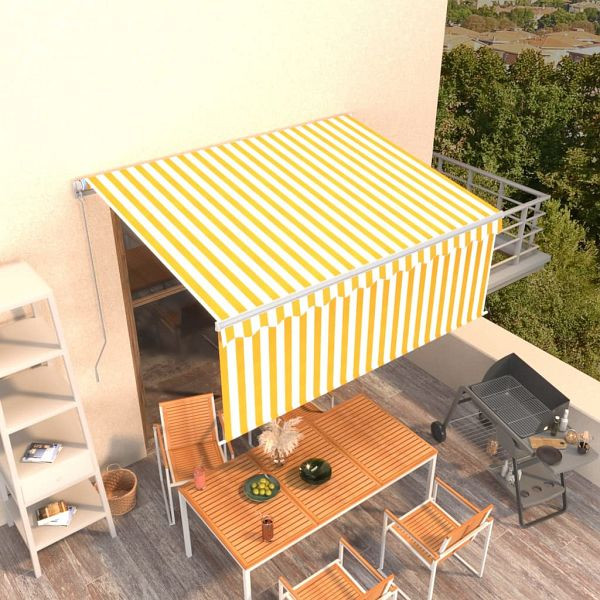 vidaXL Markise Manuell Einziehbar mit Rollo 3x2,5 m Gelb und Weiß, 3069258