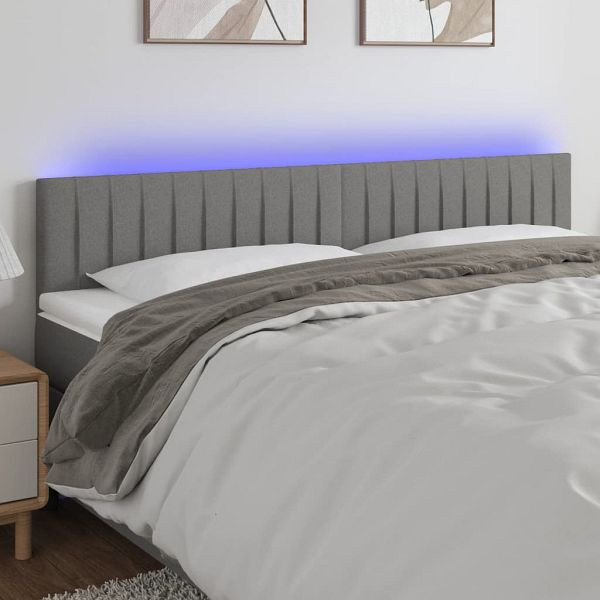 vidaXL LED Kopfteil Dunkelgrau 200x5x78/88 cm Stoff, 3121873
