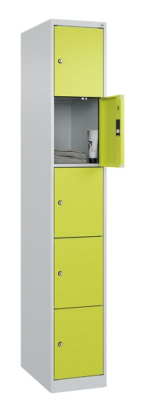 C+P Schließfachschrank Evolo PLUS, 5 Fächer, 1850x300x500mm, 7016/7035, 049000-105 S10017