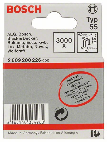 Bosch Schmalrückenklammer Typ 55, geharzt 6 x 1,08 x 19 mm, 3000er-Pack, 2609200226
