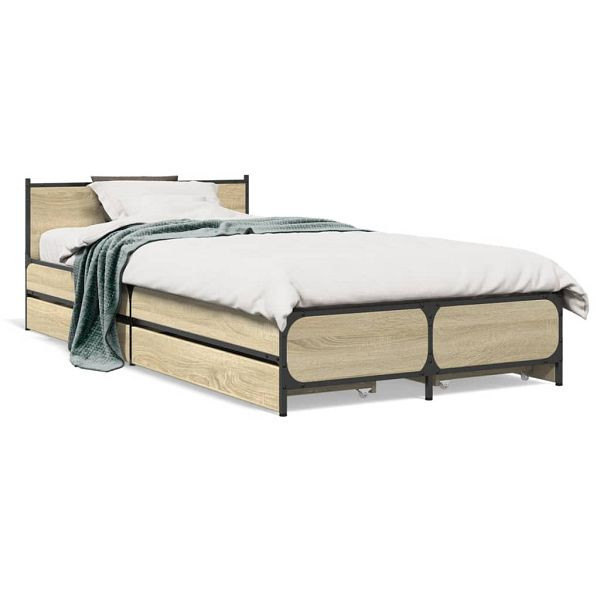vidaXL Bettgestell mit Schubladen Sonoma-Eiche 75x190 cm Holzwerkstoff, 3279973