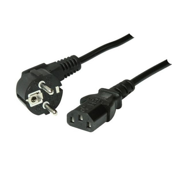 S-Conn Netzanschlusskabel, Schutzkontaktstecker 90° auf Kaltgerätebuchse, 230 V für Kaltgeräte, CEE7/7-C13, VDE, 5,0m, 60008