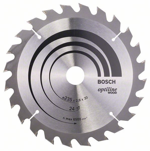 Bosch Kreissägeblatt Optiline Wood für Handkreissägen, 235 x 30/25 x 2,8 mm, 24, 2608640725