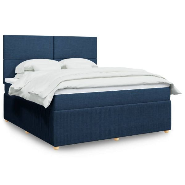 vidaXL Boxspringbett mit Matratze Blau 180x200 cm Stoff, 3292134
