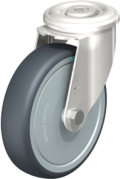 Blickle LEXR-TPA 127KD-FK Edelstahl-Lenkrolle mit Rückenloch, Thermoplastisches Gummi-Elastomer, Grau, 760866