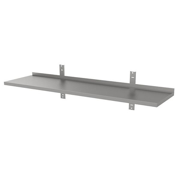 Gastro-Inox Edelstahl AISI 430 Wandregal, 800x400mm, mit 2 Regalbodenträgern und 2 Wandkonsolen, 303.202