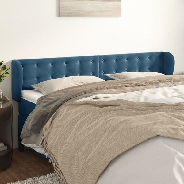 vidaXL Kopfteil mit Ohren Dunkelblau 183x23x78/88 cm Samt, 3117642