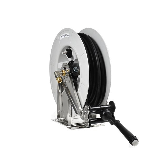 Ebinger Schlauchaufroller OSK 400 mit ABS-Kunststoffgehäuse, Rahmen und Achse in Edelstahl, Medium: Hochdruck 200, 20 m Schlauch blau, 3.404.305