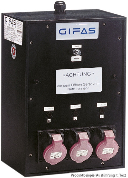GIFAS Sicherheitstransformator Vollgummi-Verteiler Typ 3900, 230/42V, 1kVA, 3x CEE 16A/42V, 211250