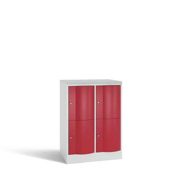 C+P XL-Schließfachschrank, 4 Fächer,H1077B772T640mm,Grau/Rubinrot/DBSHellgrau, 8472-273 S10080