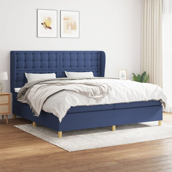 vidaXL Boxspringbett mit Matratze Blau 200x200 cm Stoff, 3128875