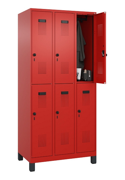 C+P Doppelstöckiger Spind Evolo PLUS, mit Füßen, 6 Fächer, 1950x900x500mm, 3020, Drehriegel, 049310-30 S10025