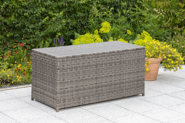 Merxx Kissenbox, 123 x 54 x 60 cm, spritzwassergeschützt, grau, Stahlgestell mit Kunststoffgeflecht, 28815-267