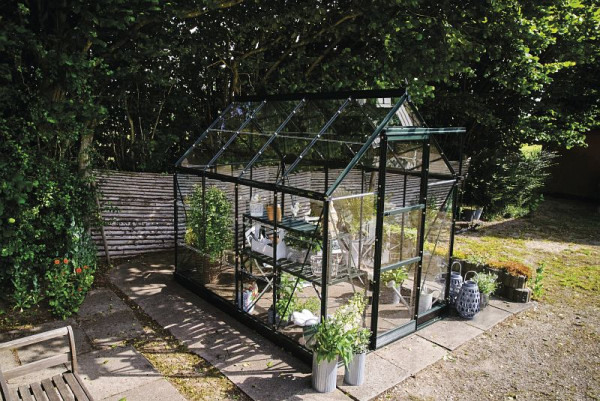 Halls Gewächshaus ICON 6, 4.9 m² Grün mit 3 mm Blankglas, HR01093