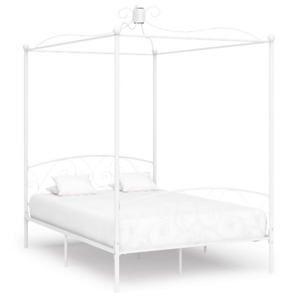 vidaXL Himmelbett-Gestell Weiß Metall 140 x 200 cm, 284471