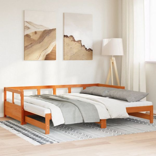 vidaXL Tagesbett Ausziehbar mit Matratzen 90x200 cm Massivholz Kiefer, 3321043