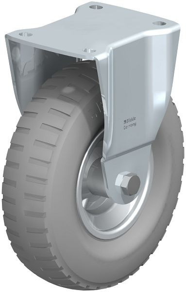 Blickle B-P 222R-SG Stahlblech-Bockrolle, mittelschwere Ausführung, mit Anschraubplatte, Luftreifen, Grau, 297572