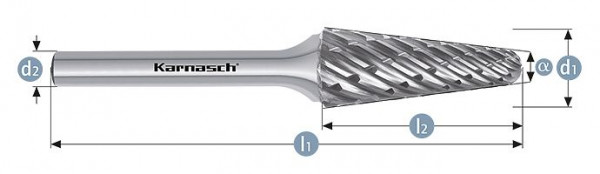 Karnasch Hartmetall-Frässtift unbeschichtet KEL/ HP-8 d1= 10 / l2= 30 / d2= 6 / l1= 75mm, VE: 2 Stück, 114049020