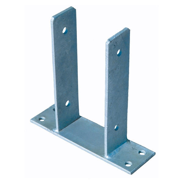 T&J Pfostenträger zum Aufschrauben, feuerverzinkt, für Pfosten 9 x 9 cm, mit seitl. Lasche, 17609