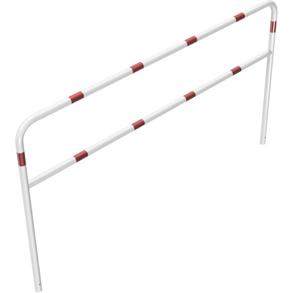 Stein HGS Anlehnbügel/Absperrbügel -Sylt-, 1400mm/1000mm/2500mm, weiß beschichtet mit rot reflektierenden Leuchtstreifen, mit Querholm, Bügel: Ø 48 mm, 448.35b-wr