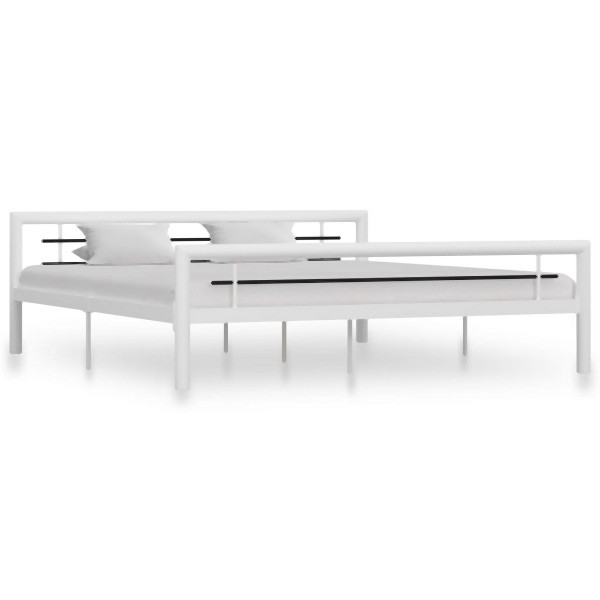 vidaXL Bettgestell Weiß und Schwarz Metall 180×200 cm, 284549